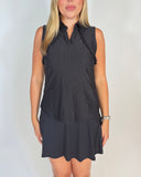 Black Eyelet Sleeveless Ruffle