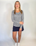 Navy Geo Lexi Long Sleeve Top