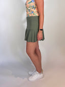 Olive Green 15" Pique Flounce Skort