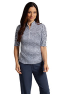 IBKUL Striped Elbow Sleeve Top