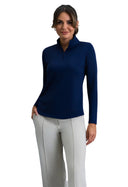 IBKUL LS Mock Neck Classic Navy
