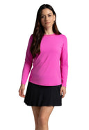 IBKUL L/S Crew w/ Mesh Hot Pink