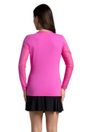 IBKUL L/S Crew w/ Mesh Hot Pink