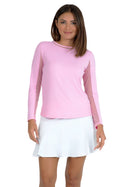 IBKUL L/S Crew w/ Mesh Candy Pink