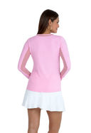 IBKUL L/S Crew w/ Mesh Candy Pink