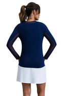 IBKUL L/S Crew with Mesh Classic Navy