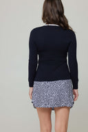 Navy Geo Fairway Print Skirt Tall