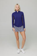 IBKUL Navy Long Sleeve Mock Neck