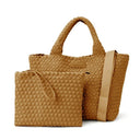 Parker & Hyde Woven Classic tote with wristlet, color camel, adjustable crossbody strap