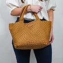 Parker & Hyde Woven Classic tote color camel, adjustable crossbody strap