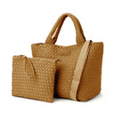 Parker & Hyde Woven Classic tote with wristlet, color camel, adjustable crossbody strap