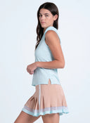 Pleated Placket Sleeveless Top