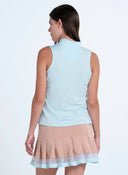 Pleated Placket Sleeveless Top