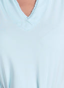 Pleated Placket Sleeveless Top