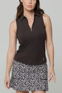 Golftini Sleeveless Zip Stretch Polo