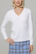 White Long Sleeve V-Neck Sweater