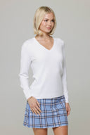 White Long Sleeve V-Neck Sweater