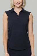 IBKUL Black Sleeveless Polo