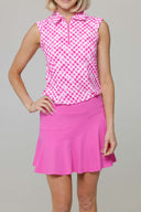IBKUL Gingham Sleeveless Polo