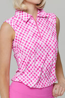 IBKUL Gingham Sleeveless Polo
