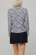 Gingham Long Sleeve Mock Neck
