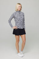 Gingham Long Sleeve Mock Neck