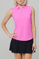 IBKUL Hot Pink Sleeveless Polo