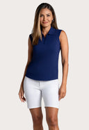 IBKUL Navy Sleeveless Polo