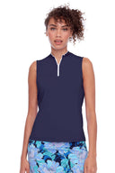 Sleeveless Scalloped Neck Polo