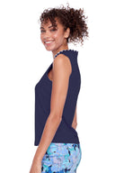 Sleeveless Scalloped Neck Polo