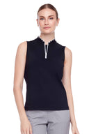 Swing Control Sleeveless Scalloped Neck Polo