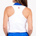 White/Blue Racerback Polo