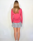 Ava Ruffle Quarter Zip - Raspberry