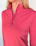 Ava Ruffle Quarter Zip - Raspberry